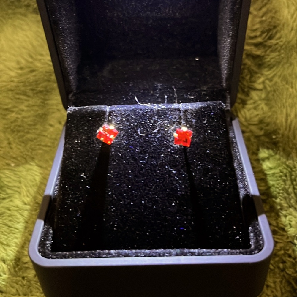 Ruby earrings with vermeil gold prongs